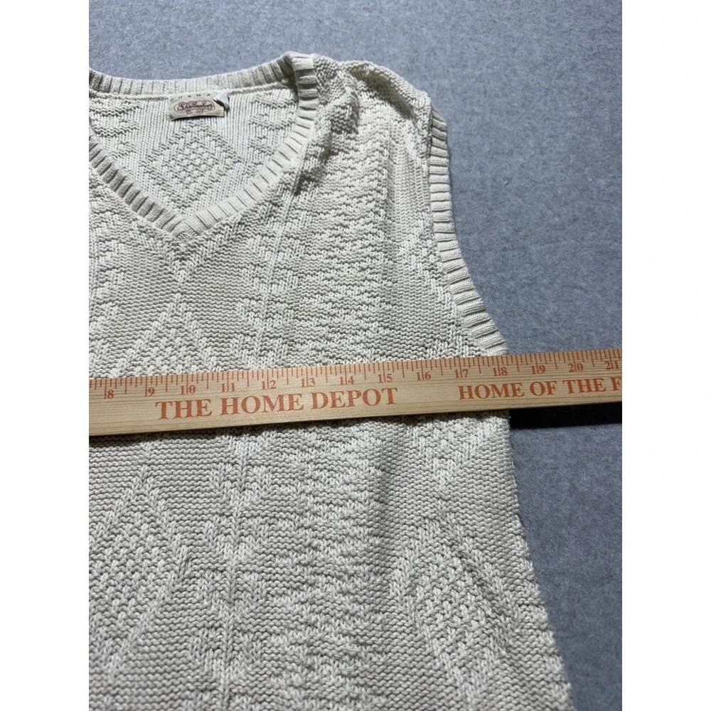 Vintage Norman Shirtmakers Cotton Knit Sweater Vest Cream Size XL Mens